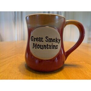 Great Smoky Mountains Graphic Pottery Coffee Tea Mug Red Tans